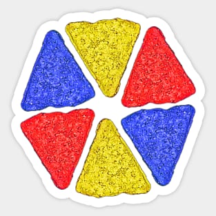 National Tortilla Chip Day TriColor Chips Hexaon Pattern Sticker